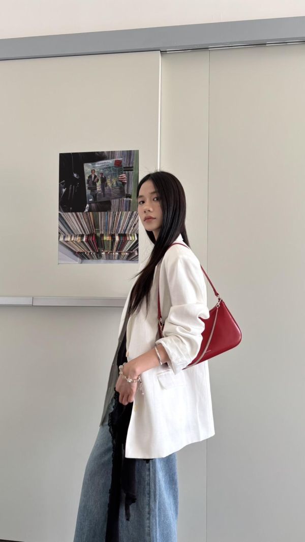 麻料挺版外套（白色） 