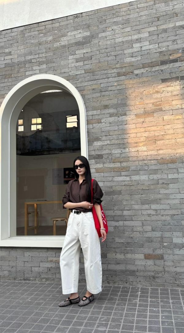 防曬光澤襯衫（棕色） 