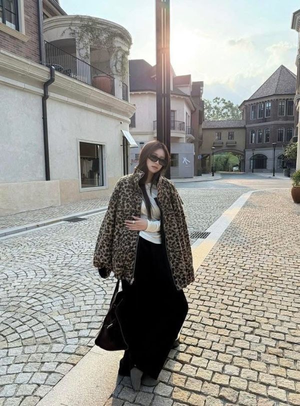 兩穿豹紋水洗軍外套 