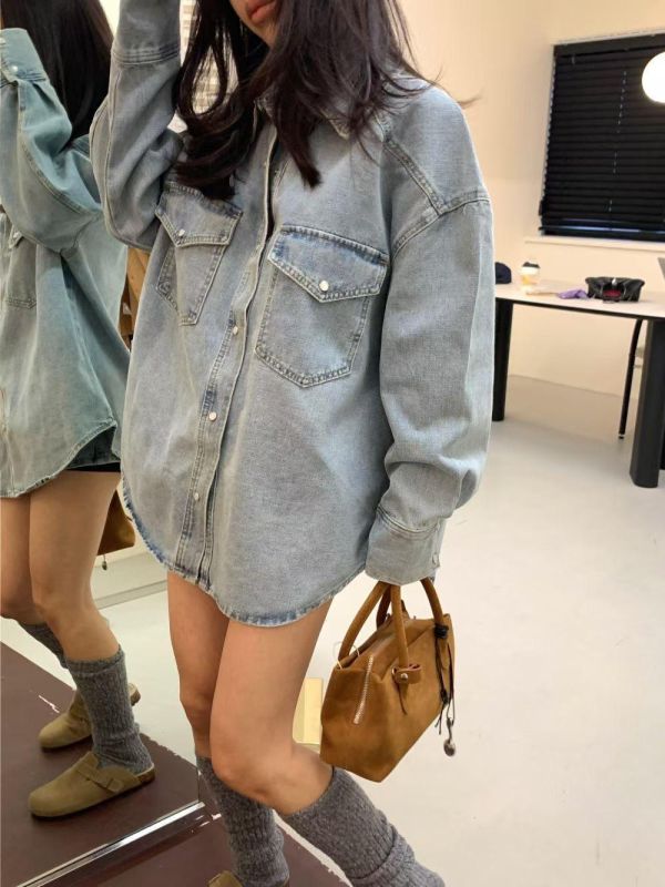 復古水洗牛仔襯衫 