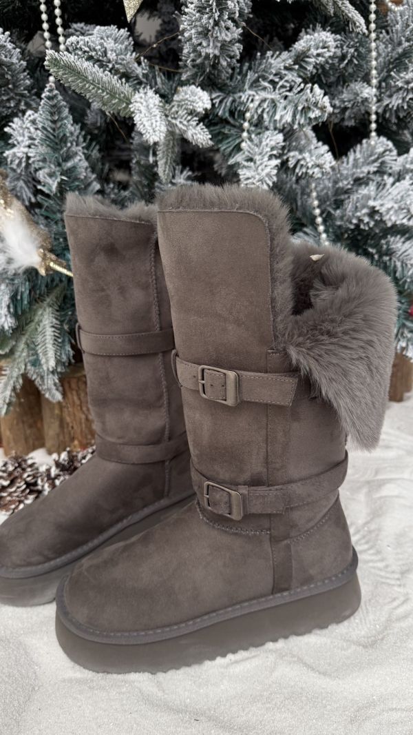 水貂毛可翻折雪靴 