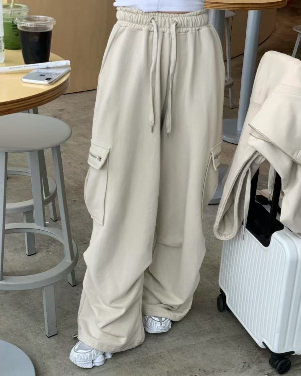褶皺休閒長褲 