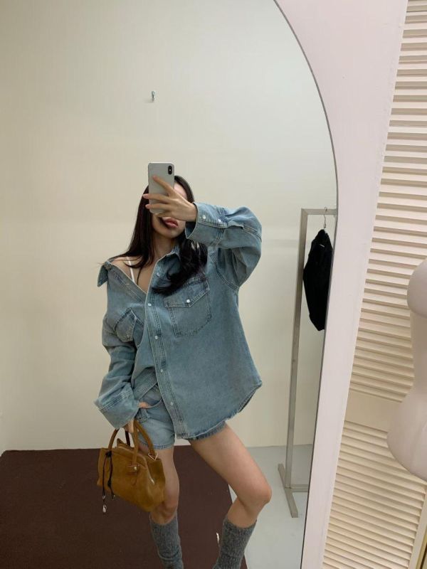 復古水洗牛仔短褲 