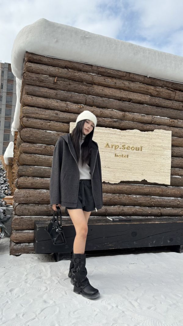 雙面羊絨100%連帽外 