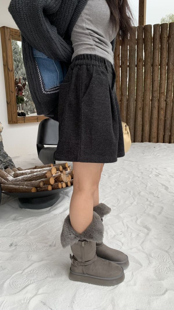 五分毛呢短褲（深灰） 