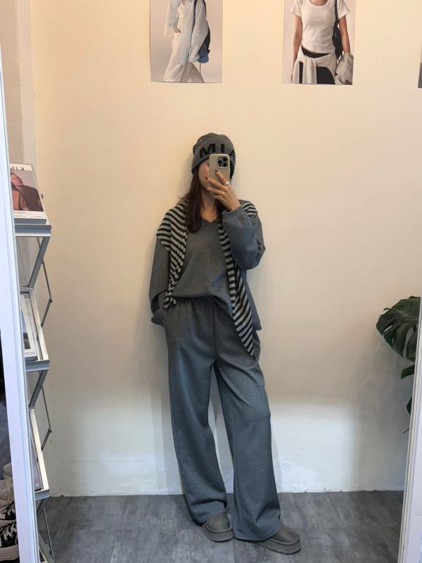 A025.休閒Ｖ領披肩SET 