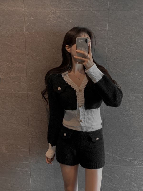 軟毛配色小香套裝 