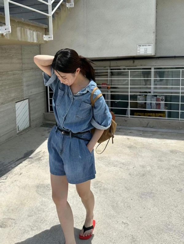 慵懶單寧襯套裝 