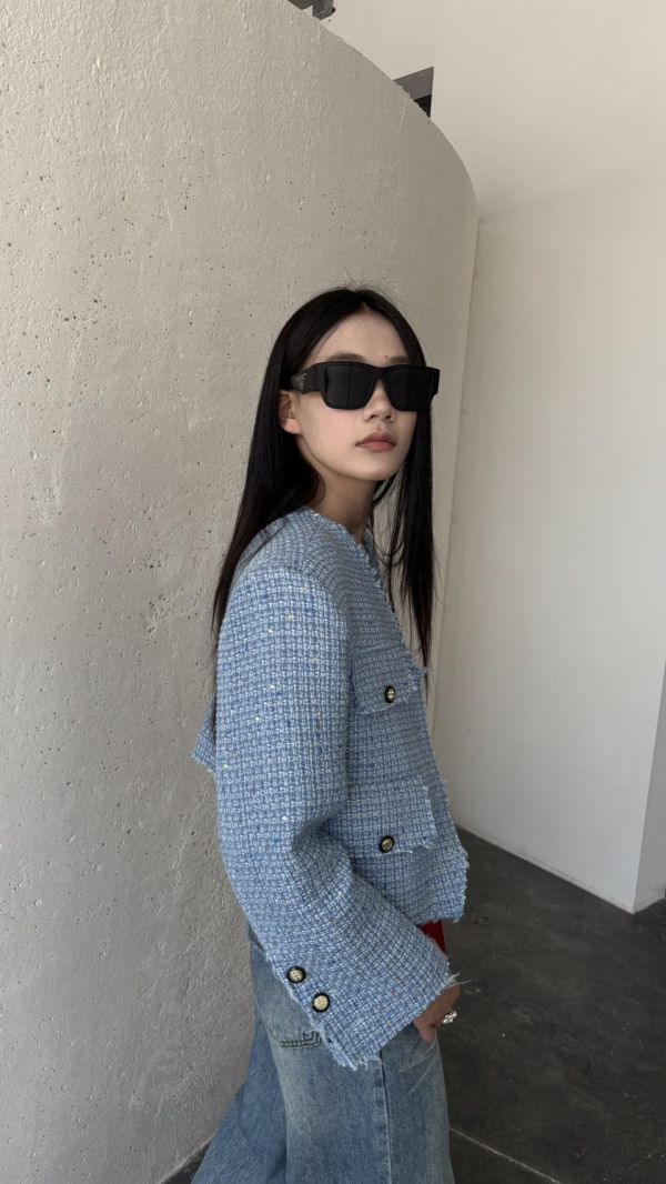 小香質感毛鬚外套（藍色） 