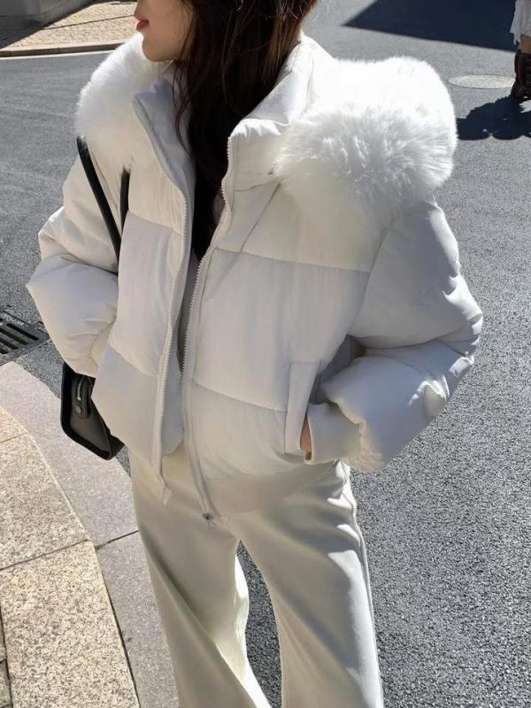 大毛領鋪棉外套 