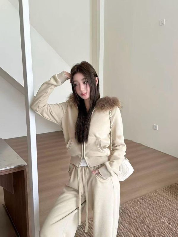 狐狸毛領連帽套裝 