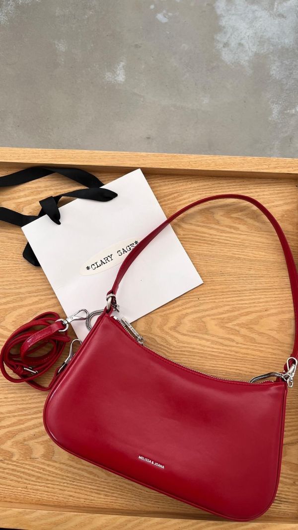 真皮紅色鏈包 