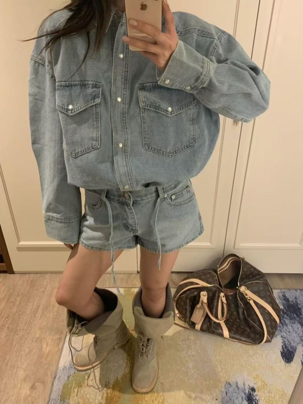 復古水洗牛仔短褲 