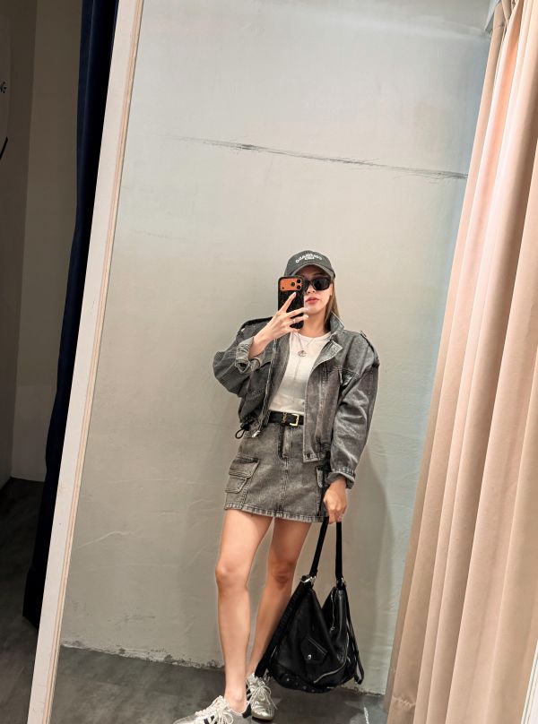 水洗工裝多口袋丹寧套裝 