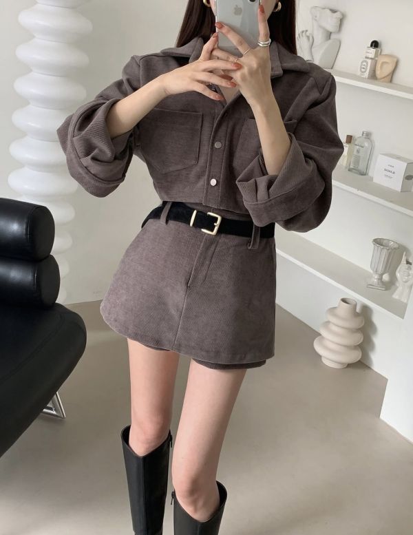 V019.燈芯絨襯＋短褲裙 