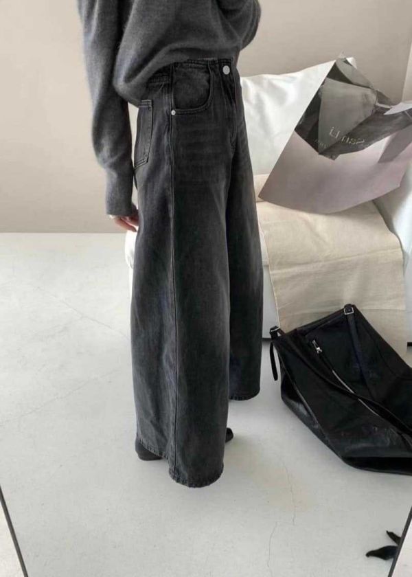 質感牛仔寬褲 