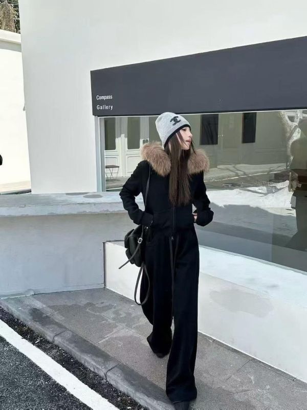 狐狸毛領連帽套裝 