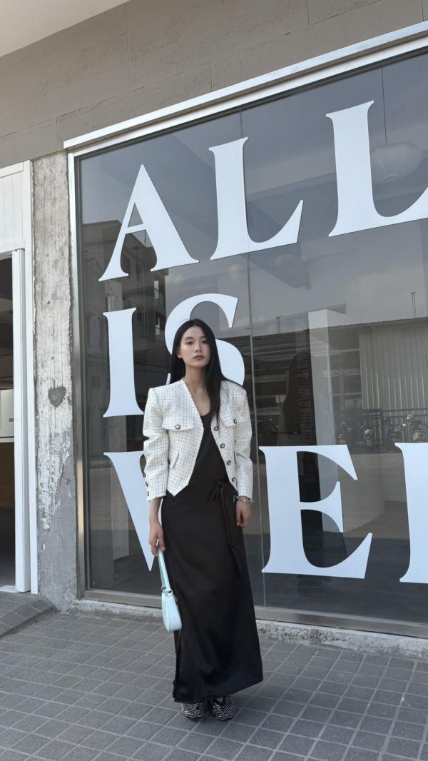 小香質感毛鬚外套（白色） 