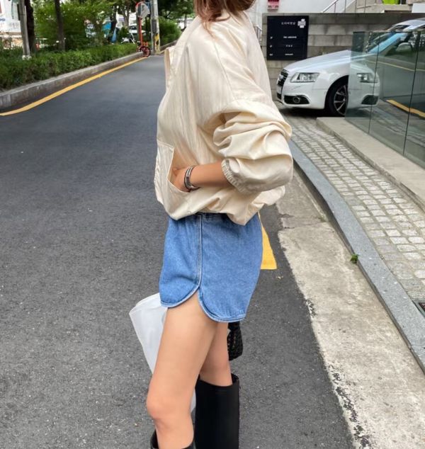 顯瘦側開牛仔短褲 