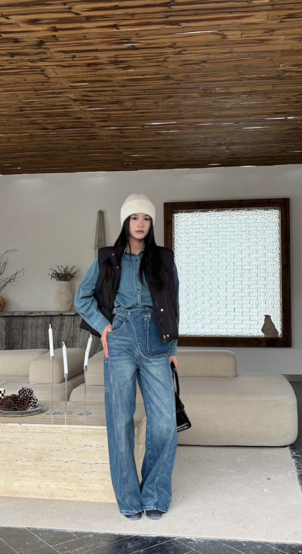 鴨絨背心＋高領打底上衣（黑） 