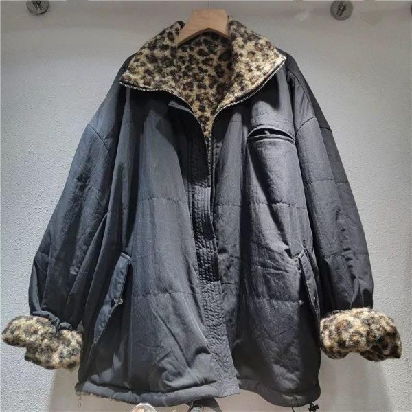 兩穿豹紋水洗軍外套 