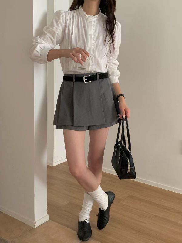 V014.雙層短褲裙 