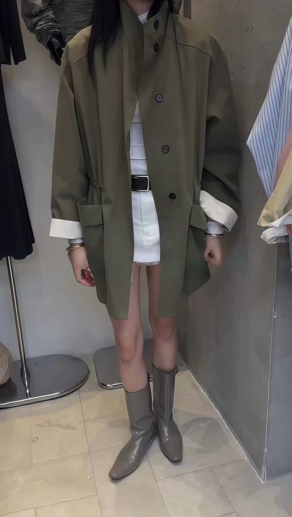 A014.收腰口袋風衣外套 