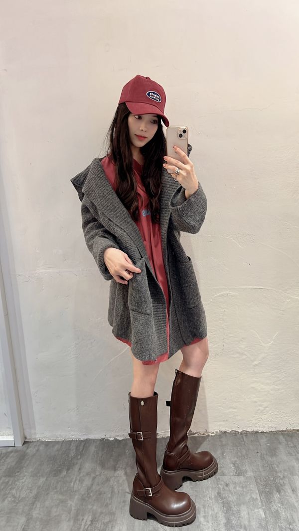 W33.厚底小騎士長靴 