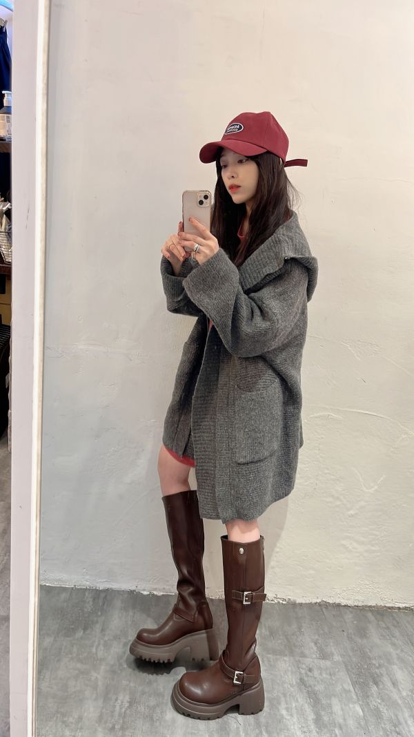 W33.厚底小騎士長靴 