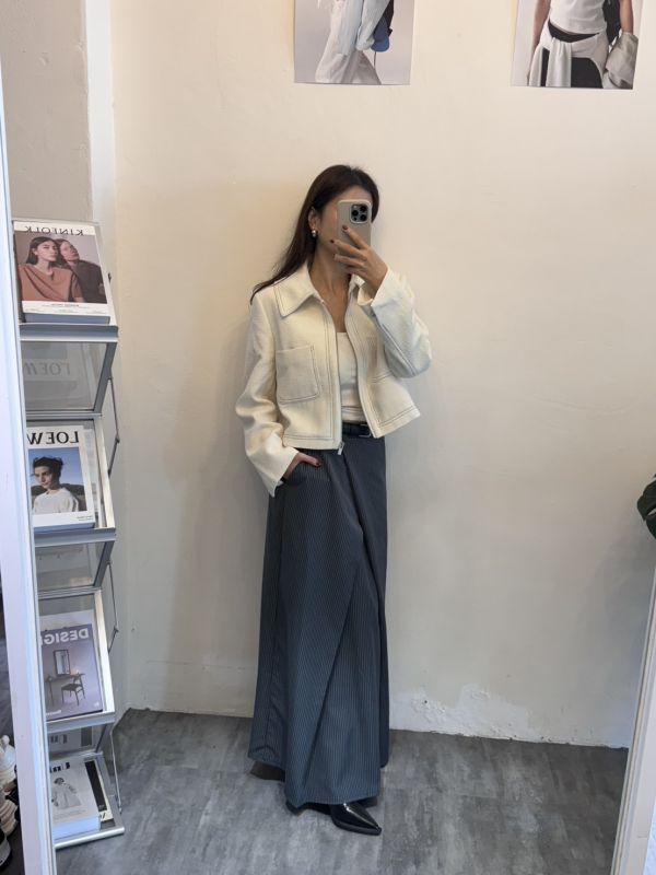 附帶條紋西裝長裙 