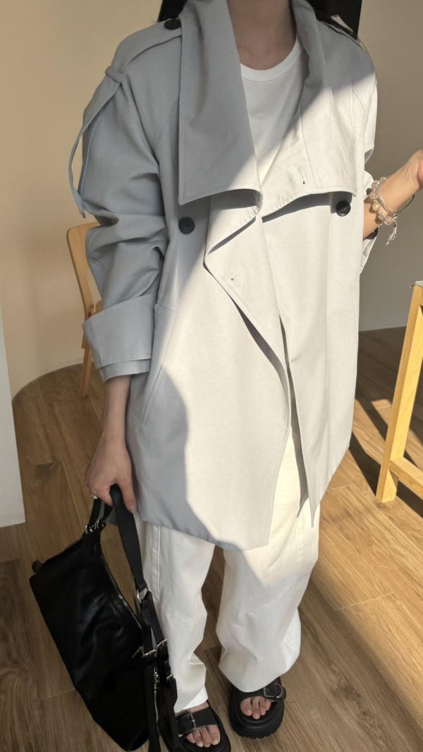 大翻領風衣外套 