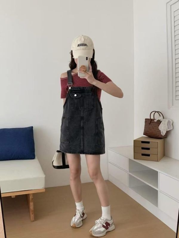 吊帶牛仔裙 