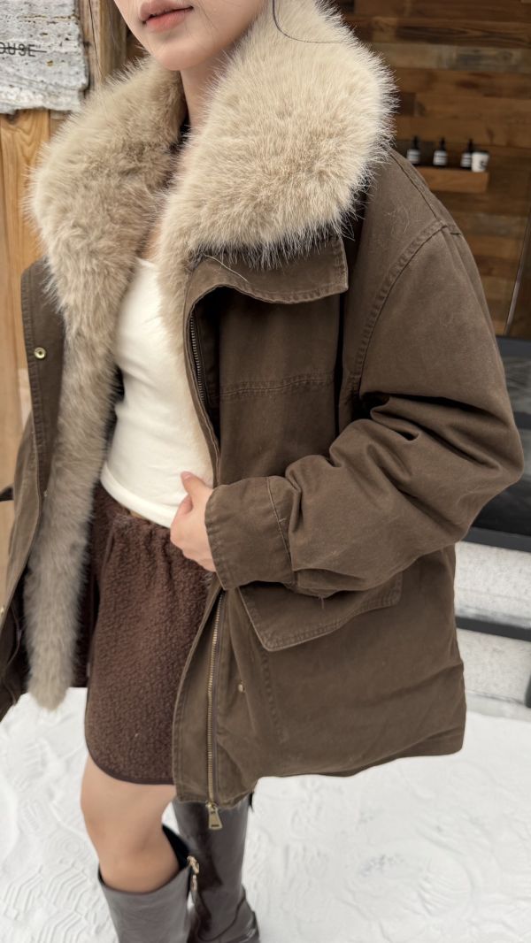 羽絨軍外套（咖色） 