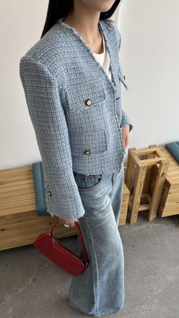 小香質感毛鬚外套（藍色） 