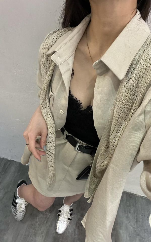 附披肩套裝（杏色） 