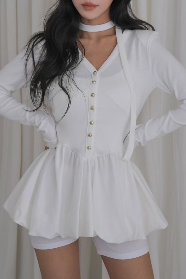 S01.洋氣Ｖ領飄帶衣 