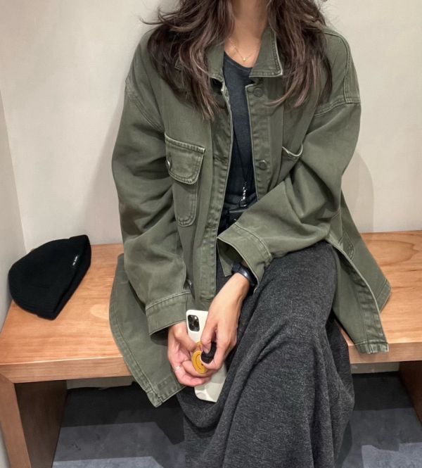 復古多口袋工裝外套 