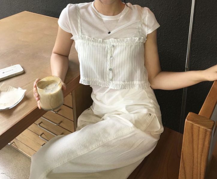 夏季白色闊腿褲 