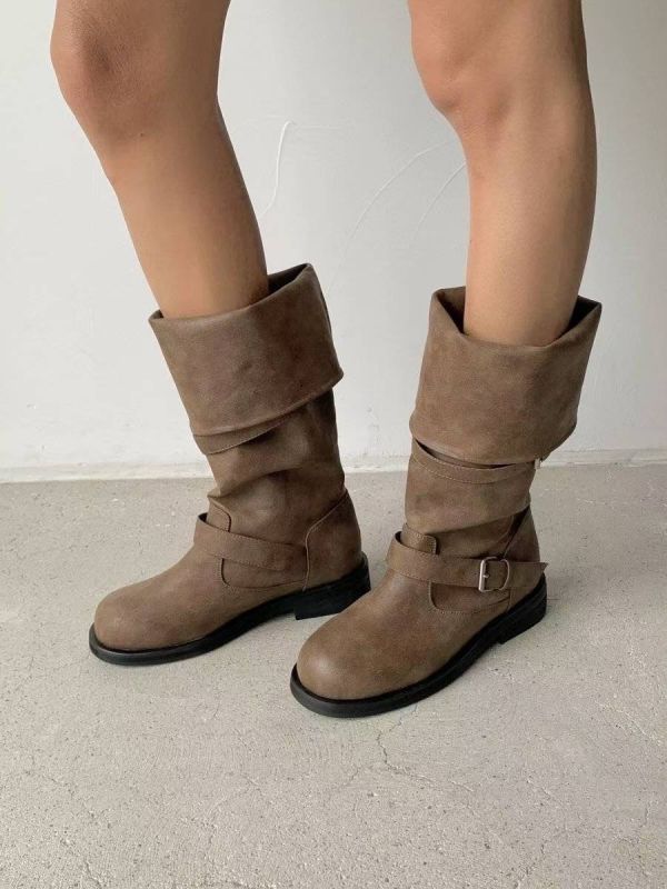 T015.皮革皮帶扣長靴 