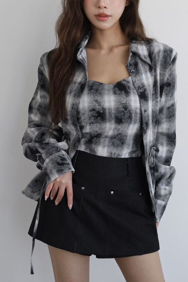 S012.水墨感襯衫背心 