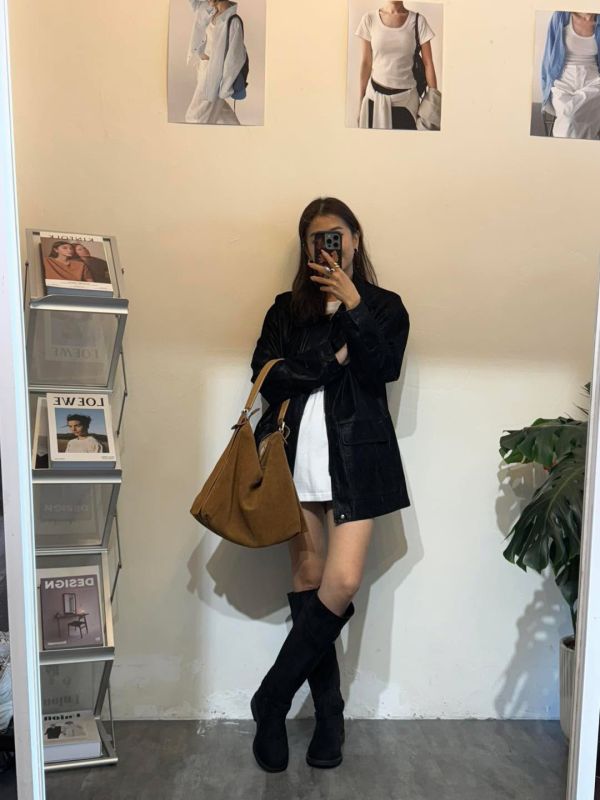 V013.帥氣麂皮仿皮革外套 