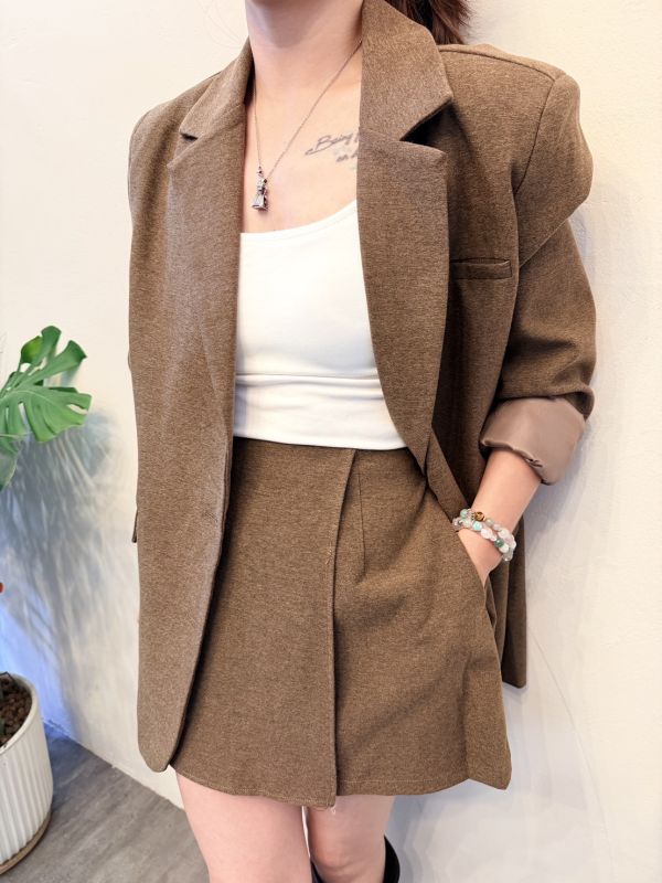 手工西裝短褲裙套裝 