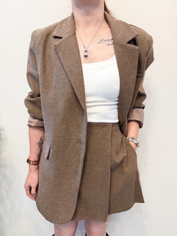 手工西裝短褲裙套裝 