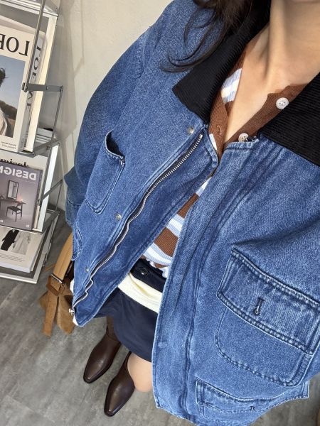 T03.撞色牛仔外套 