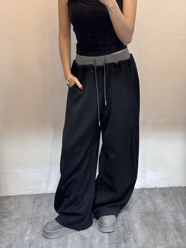 腰配色加絨衛褲 