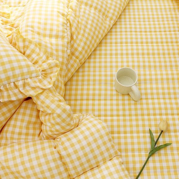 U02.格紋滾邊四季被 