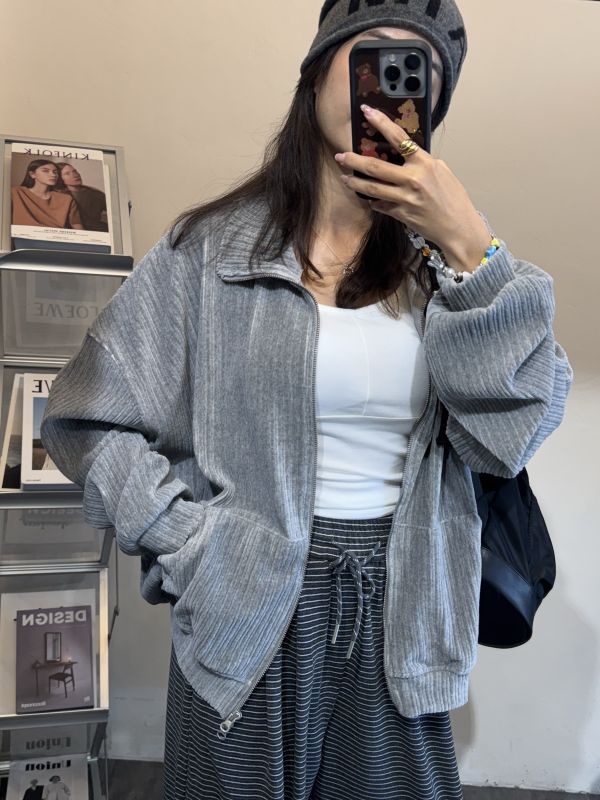 W013.壓折雙拉鍊外套 