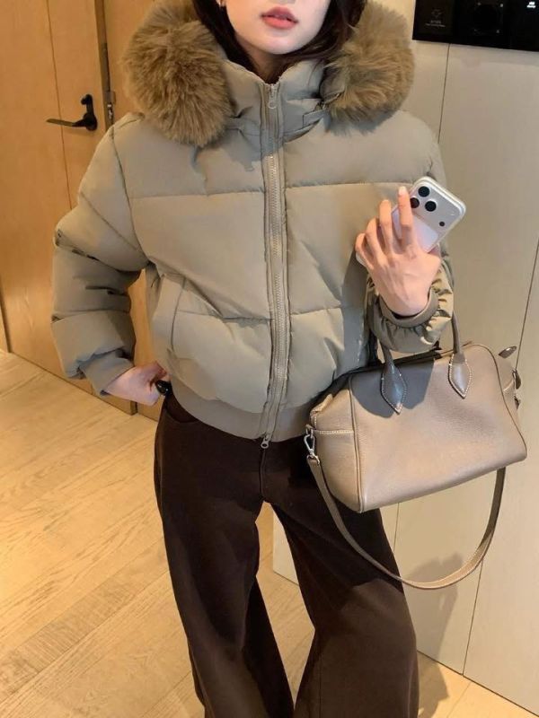 大毛領鋪棉外套 