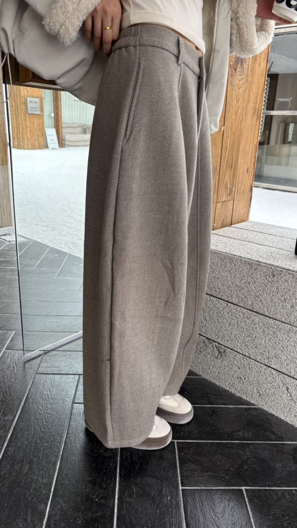 加絨加厚毛呢長褲 