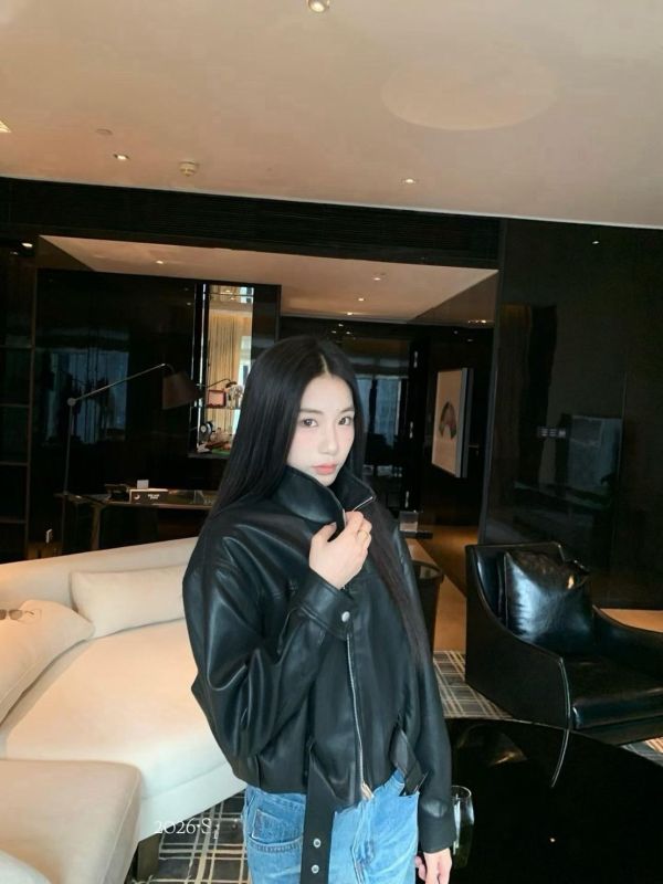 短板下釦皮外套 